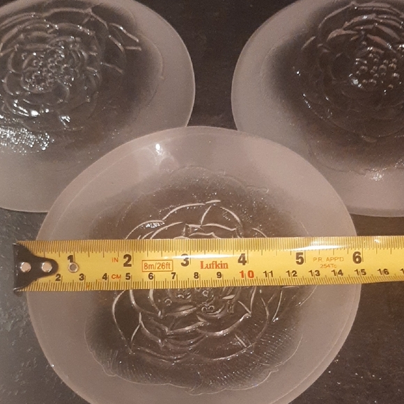 Iittala🇫🇮FINLAND4️⃣WILD ROSE FROSTED GLASS PLATES SET Villiruusu SIZE 6" - Picture 6 of 7